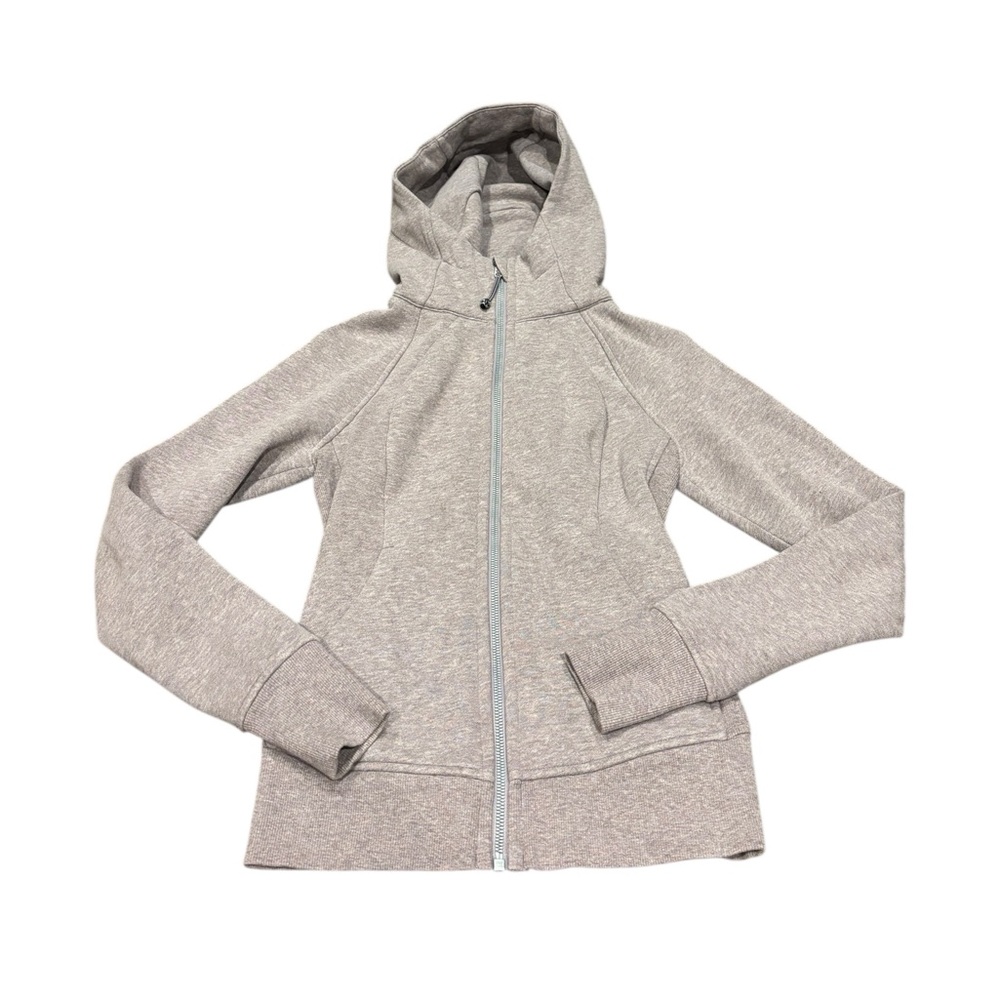 Lululemon full zip scuba hoodie light purple/gray thumbholes athletic size 2